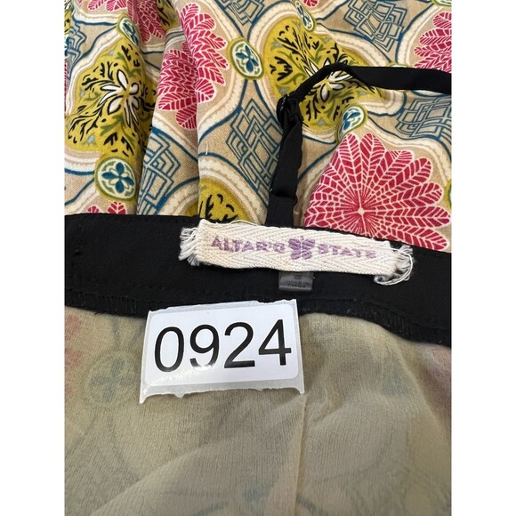 Altar'd State Women's Spaghetti Strap Yellow Red Black Print Mini Dress Size S - Picture 12 of 12